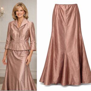 Ross Mayer SILK Blush Pink Silk Skirt Suit Size 14 Mother of Bride Formal